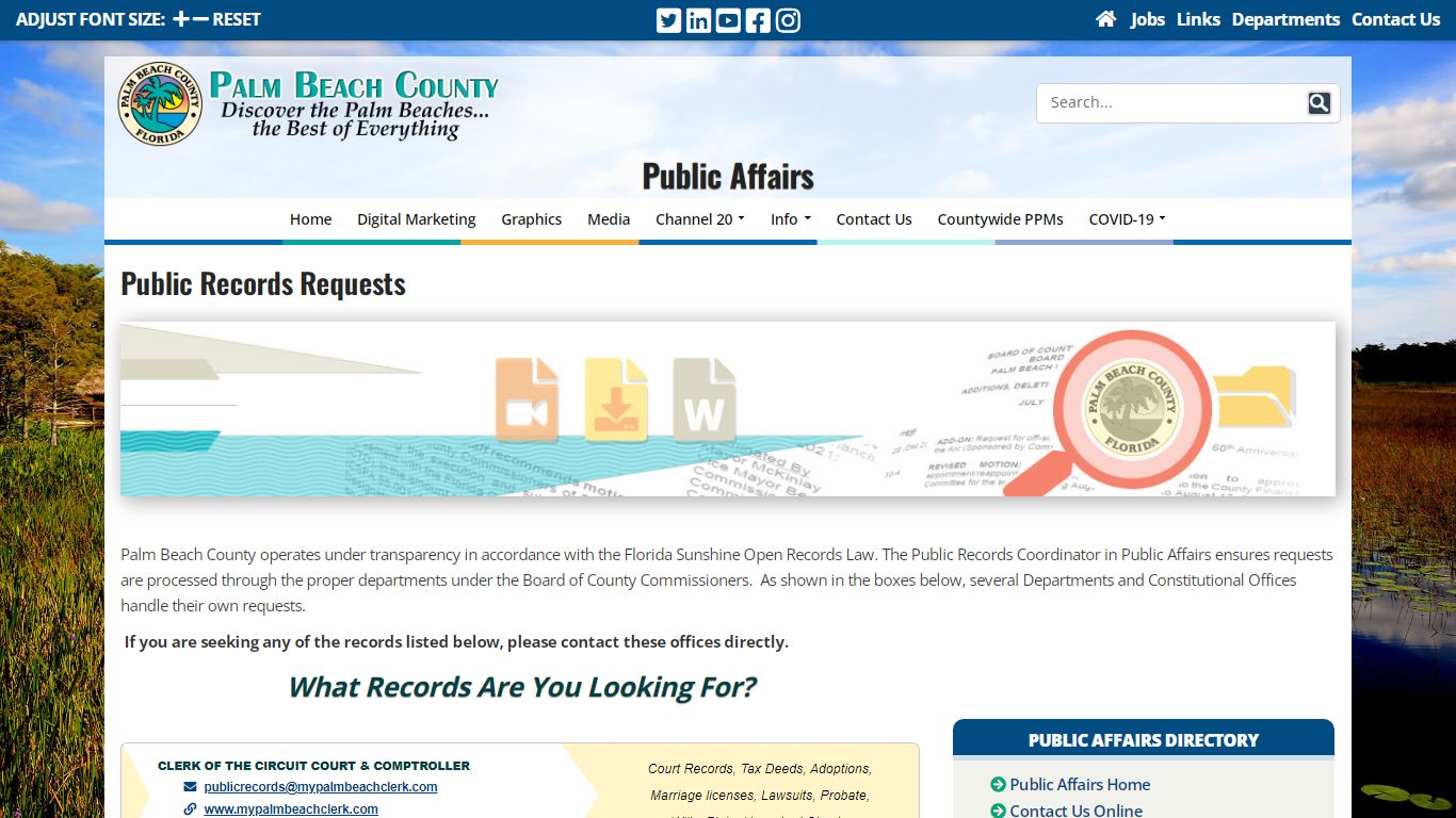 Public Affairs Public Records Requests - Palm Beach County, Florida