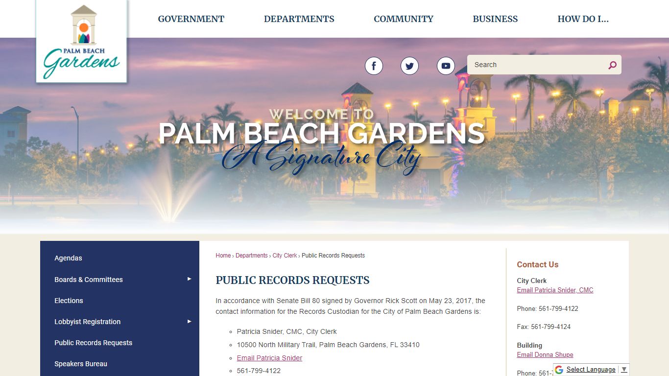Public Records Requests | Palm Beach Gardens, FL - Official Website